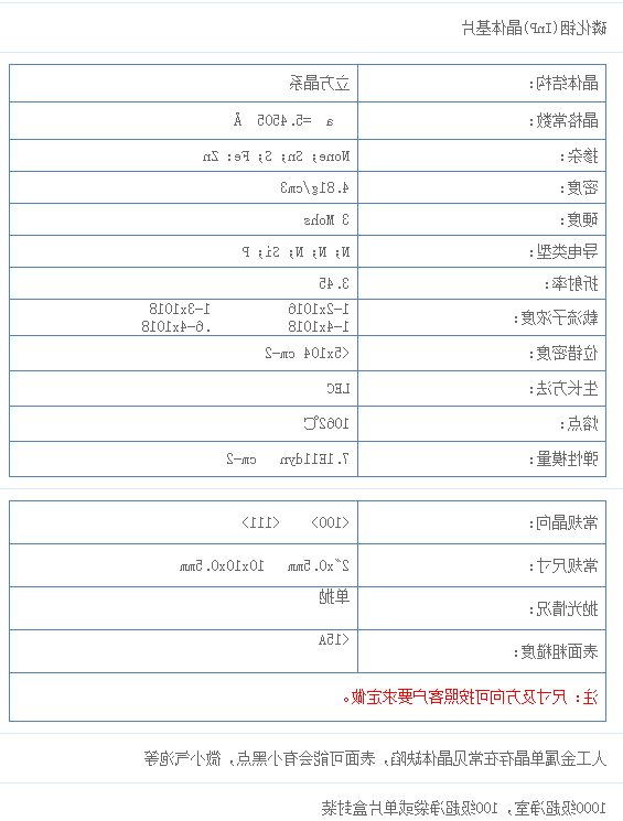 磷化铟(InP) 单晶