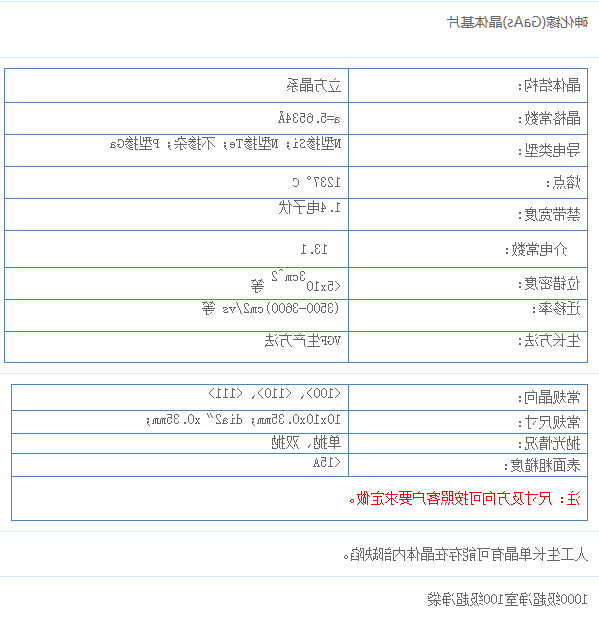 砷化镓(GaAs)单晶基片