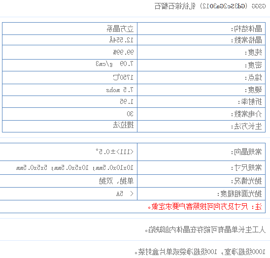 掺钪的钆镓石榴石(GSGG)单晶 掺钪的钆镓石榴石(GSGG)单晶