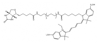 荧光染料Cy5-PEG-Biotin/聚乙二醇-生物素，分子量PEG:1000的参数及结构式